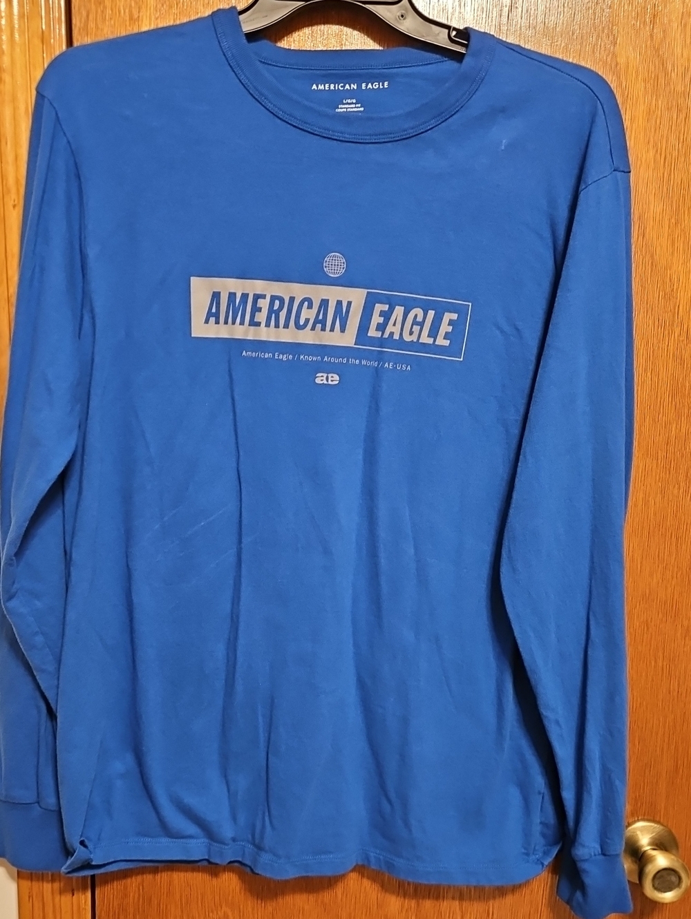 American Eagle Outfitters Men's Long-Sleeve Logo Tee - Royal Blue